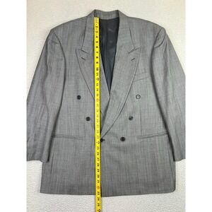 Zanetti Blazer Mens 46R (Fits 50R) Gray Double Breasted Super 100s Wool Italy